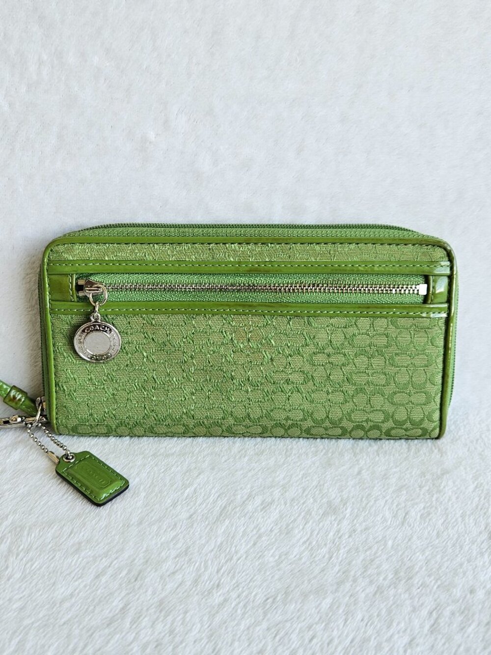 Vintage Coach Y2K Signature C Lime Green Wallet With Hangtag